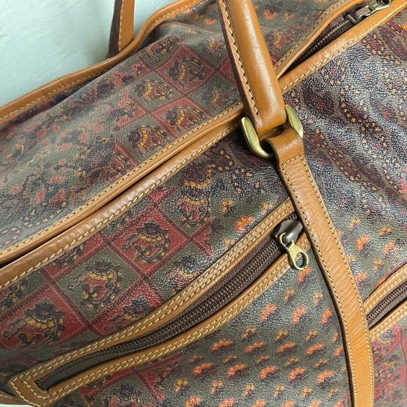 Suitcase Large Soft Sided Coated Canvas Top Handle Bag Packable Paisley Floral - Picture 4 of 16